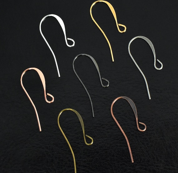 French Hook Ear Wires Sloped Earring Findings 25mm Silver Gold Gunmetal Copper Antique Bronze