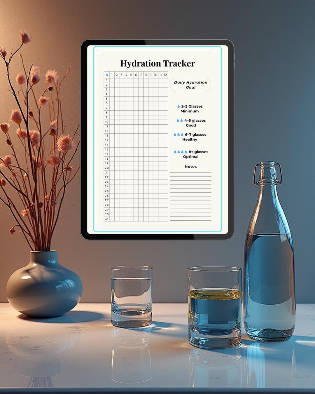 Hydration Tracker Printable | Water Intake Tracker | Daily Water Log ...