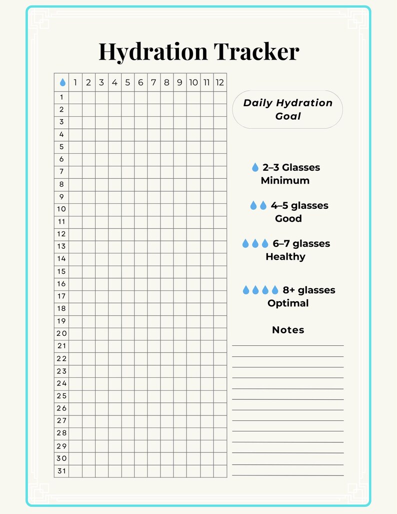 Hydration Tracker Printable | Water Intake Tracker | Daily Water Log ...
