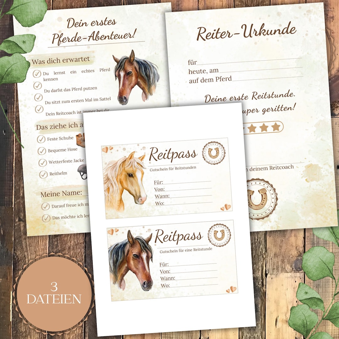 Horse Riding Lesson Voucher | Printable Horse Adventure Voucher ...