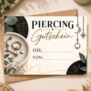 Piercing Gift Card Postcard | Cash Gift for Piercing | Printable Gift Certificate | Gift Idea