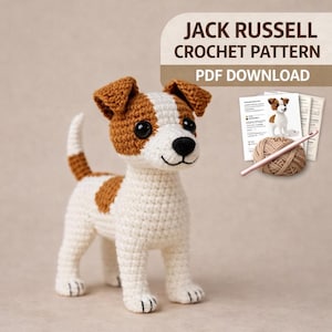Jack Russell Terrier Crochet Pattern PDF, Realistic Dog Amigurumi Tutorial, Row-by-Row Instructions
