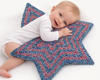 Manta de crochet con estrellas a rayas (PDF) – Tutorial de manta arcoíris para bebé