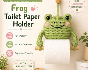 Crochet Frog Toilet Paper Holder Pattern (PDF Download), Amigurumi Bathroom Decor