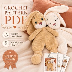 Bunny lovey Häkelanleitung PDF, Amigurumi Kaninchen Snuggler PDF, einfach für Anfänger