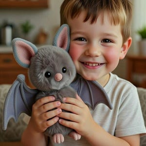 Realistyczny, puszysty wzór na szydełko w formacie PDF | Realistyczny pluszowy nietoperz amigurumi | Wzór na szydełko dla średnio zaawansowanych | Pobierz cyfrowo