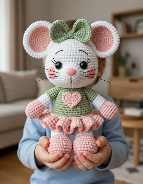 Cute Mouse Amigurumi Crochet Pattern PDF | Mouse Doll with Dress | Kawaii Plush Toy Tutorial | Instant Download
