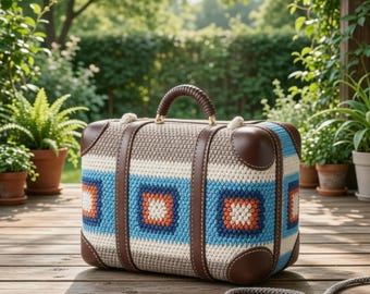 Granny Square Suitcase Crochet Pattern PDF | Vintage Crochet Travel Bag Tutorial