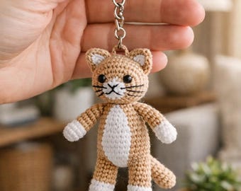 Crochet Cat Keychain Pattern, Amigurumi Bag Charm, Beginner Friendly (PDF Download)