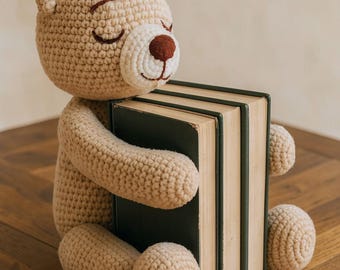 Crochet Bear Book Holder Pattern – Amigurumi PDF, Easy DIY Plush Tutorial