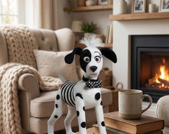 Realistic Spotted Dog Amigurumi Crochet Pattern | Black and White Puppy Toy (PDF Download)