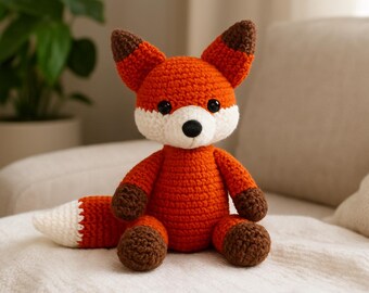 Patrón de amigurumi de zorro a crochet en PDF, tutorial fácil para crear un peluche de zorro del bosque, juguete de peluche para principiantes, descarga digital instantánea.