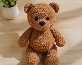 Patrón de amigurumi de osito de peluche en PDF / Tutorial de juguete de peluche / Ideal para principiantes / Regalo para baby shower / Descarga instantánea