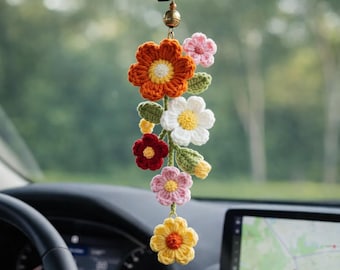 Patrón de flor colgante de ganchillo, decoración floral para principiantes, llavero (descarga en PDF)