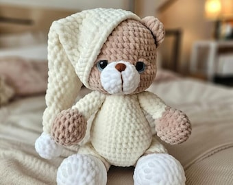Sleepy Teddy Bear Crochet Amigurumi Crochet Pattern PDF, Plush Toy Tutorial, Baby Gift