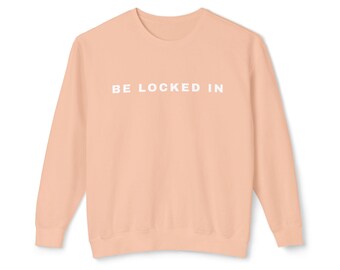 Sudadera de cuello redondo Be Locked In con texto minimalista, beige neutro