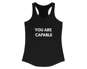 ERES CAPAZ Camiseta sin mangas con espalda cruzada / Top de fitness con tipografía motivacional