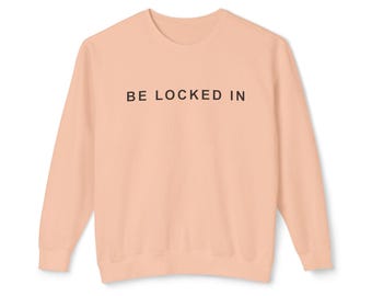 Sudadera de cuello redondo Be Locked In con texto minimalista, beige neutro