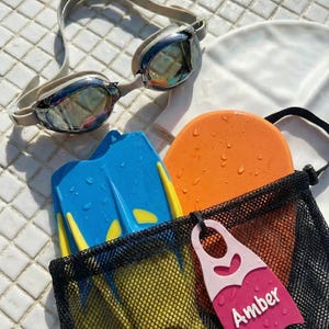Custom Swimmer Name Tag Personalized Swim Gift for Kids and Teens Swim Meet Bag Accessory Senior Night Swimmer Gift End of Season Team Award