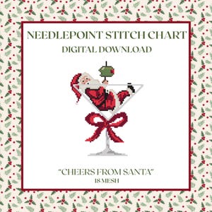 Saludos de Papá Noel - 18 puntos - Patrón digital para punto de cruz - Descarga en PDF