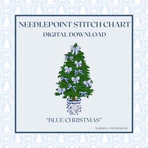 Blue Christmas - Digital Needlepoint Chart - PDF Download
