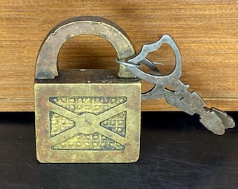 Antique SB & Co Slaymaker Barry Brass Padlock with Key Works