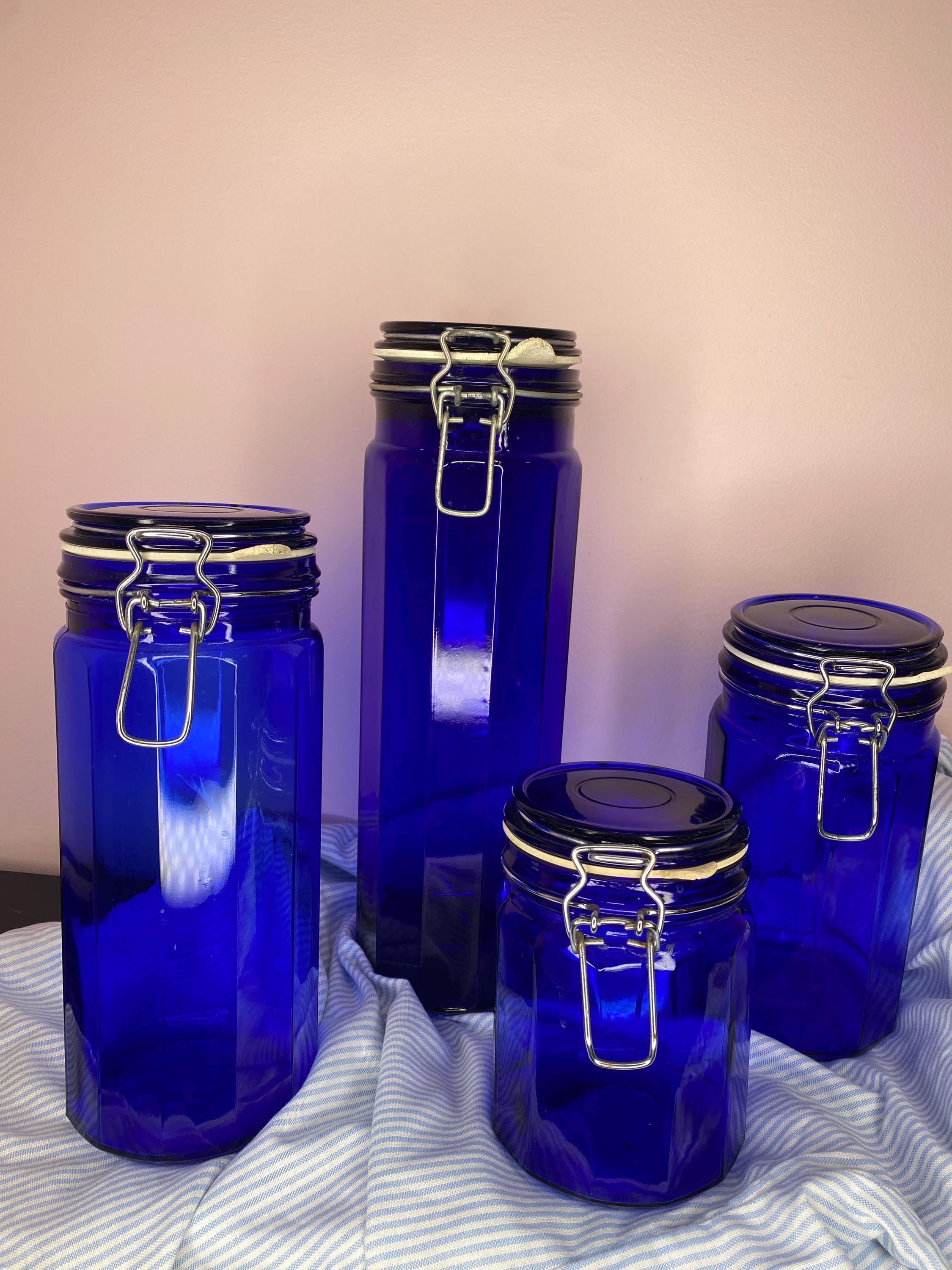 Cobalt Blue Glass Canistersnull