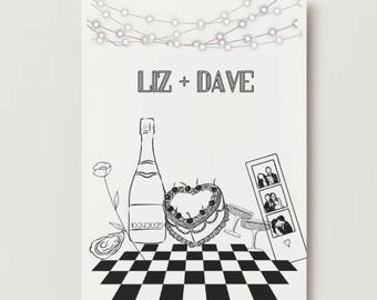 Modern Retro Wedding Sign Customizable - Digital Download