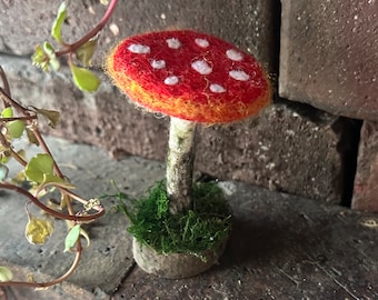 Needle Felted Mushroom - Mushroom Art - Fairy Art - Fiber Art - Needle Felted Wool - Wool Art - Witchy - Witch Art - Faerie - Magical Art