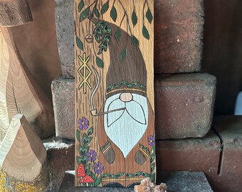 Gnome - Gnomes - Woodland - Forest - Forest Gnome - Nature - Rune - Runes - Wizard - Fairy - Magical Art - Wood Burning - Pyrography