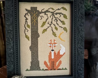 The Watcher Kreuzstich Muster - PDF Download - Fuchs - Witchy - Tier - Natur - Baum - Mond - Primitiv - Geisttier - Kanbeon