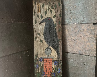 Crow Art - Raven Art - Norse - Celtic - Witchy - Druid - Magical - Pagan - Altar Decor -Viking - Protection Art - Cemetary Art