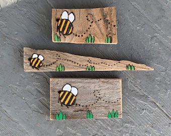 Bee - Bumble Bee - Save the Bees - Bee Lover - Fairy Garden - Garden Lover - Rustic Wood Art - Nature Lover - Witchy - Inspired By Nature -