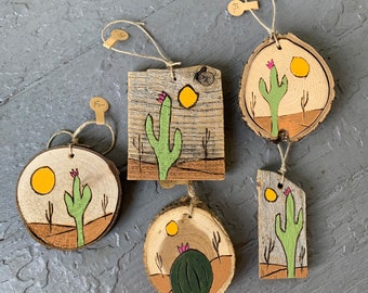 Cactus - Cacti - Cactus Art - Rustic Wood Art - Southwestern Decor - Witchy - Desert - Christmas Ornament - Nature Lover - Southwestern Home