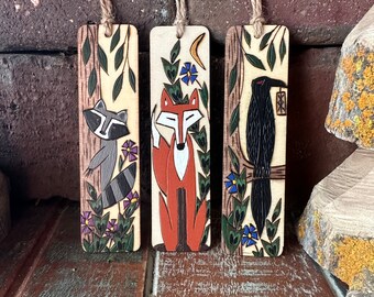 Bookmarks - Raccoon - Fox - Crow - Magical - Enchanted Forest - Woodland - Enchanted Bookmarks - Witch - Witchy - Faerie - Fairy