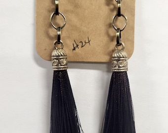 Pendientes de borlas colgantes negras