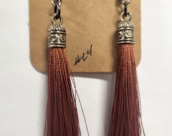 Pendientes de borlas de cobre, pendientes colgantes de 3"