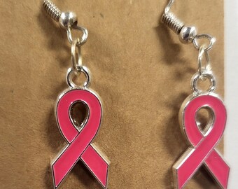 Pendientes de concienciación con lazo rosa