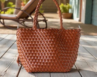 Bolsa de couro macio | Bolsa tecida à mão | Presente para a mãe