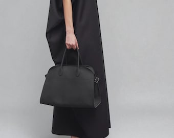 Bolso tote clásico de piel / Piel lisa y ante / Bolso elegante y duradero para el trabajo y el día a día