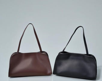 Bolso bandolera de piel hecho a mano para mujer / Bolso minimalista para el día a día