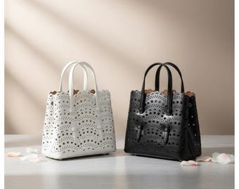 Leather Top Handle Bag Small Cow Split Leather Tote Minimalist Shoulder Purse for Women