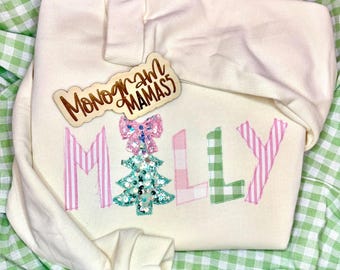 Archivo de diseño de aplique de árbol de Navidad personalizado; Descarga digital para bordado a máquina