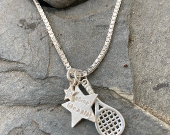 Sterling silver tennis necklace.  “Tennis star”