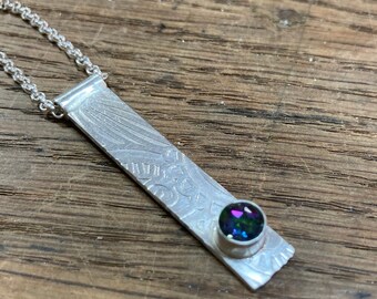 Mystic topaz and sterling silver pendant necklace