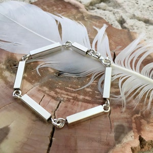 Sterling silver square link bracelet.   made to size. “Silver Linings”