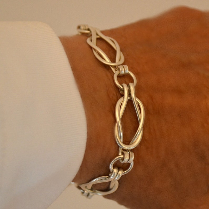Love Knot Sailors Knot Sterling Silver Link Bracelet. Womens Etsy