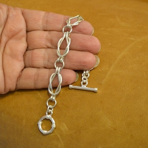 Pulsera de eslabones con nudo de amor para mujer, hecha a mano en plata de ley