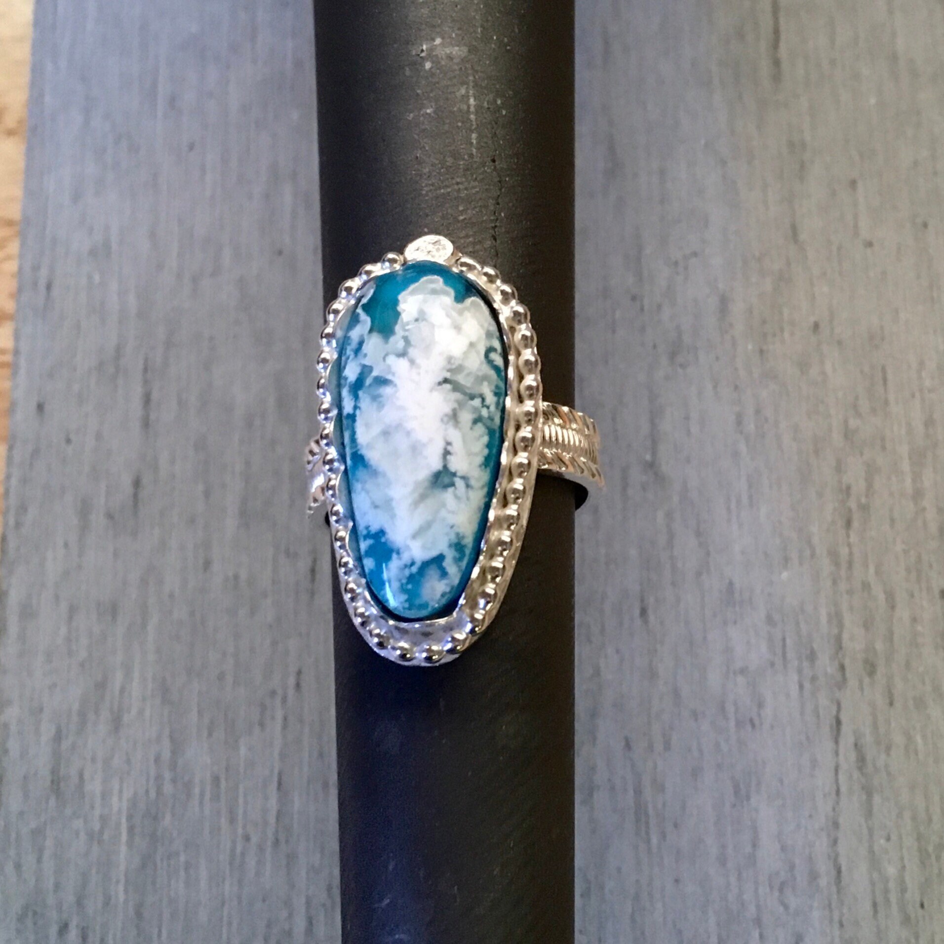 Plume Agate Doublet Ring Sterling Silver Sized At Purchase Etsy