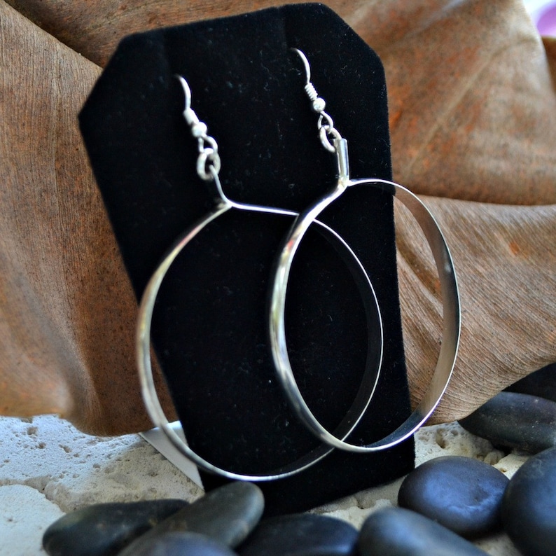 Large Sterling Silver Hoop Earrings. 2 Inch Hoops and 4mm Wide Etsy